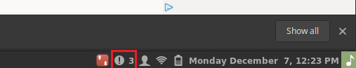Showing the right side of the taskbar with a red rectangle around the Notifications icon.
